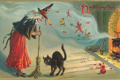 Halloween Witch Broom Card