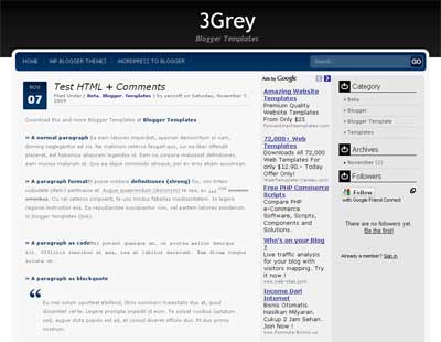 3Grey - Clean Blogger Template