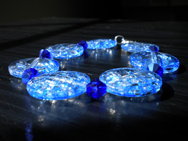 Blue Acrylic Coin bracelet