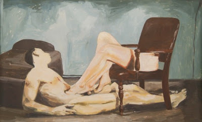 Melissa Steckbauer - Anxiety and New Positions in Toplessness - Desire Serie - oil on un-stretched canvas - 153x250 cm - 2009
