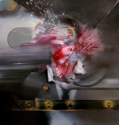 Paul Jelinek - Adam's Car Crash Test I 2009 (Frontally) - oil on canvas - 95x85 cm - 2009