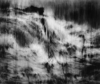 Guy Oberson - Danse Noire - Pierre noire sur papier - 138x 165 cm - 2007