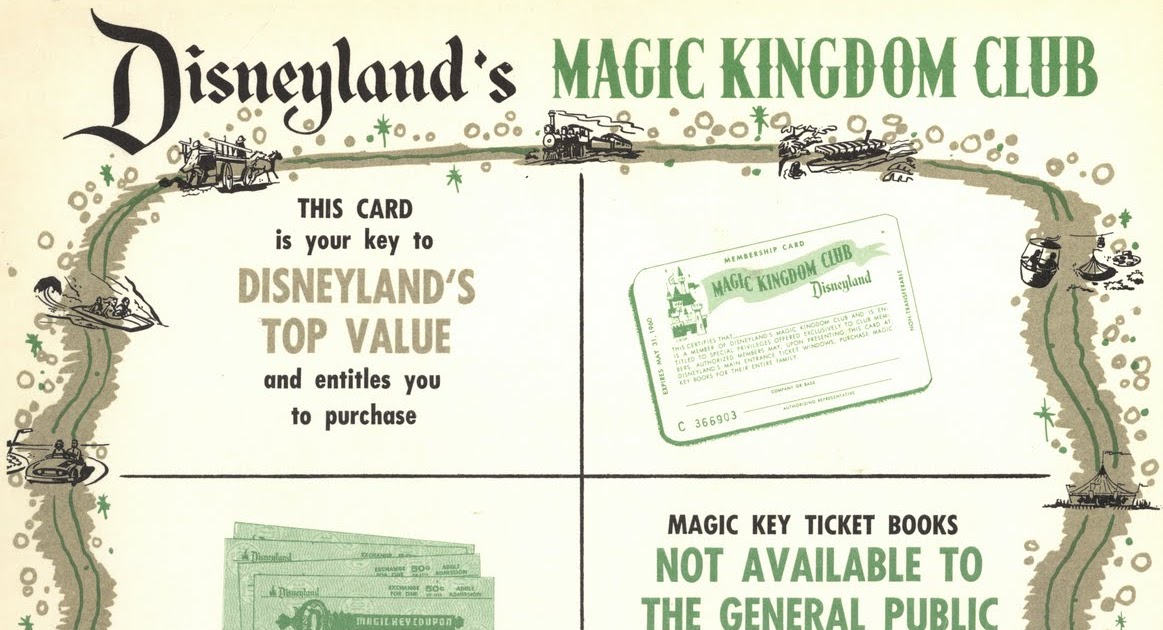 Vintage Disneyland Tickets Disneyland's Magic Kingdom Club 1961