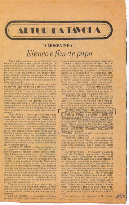 A Moreninha,"O Globo,"jornal