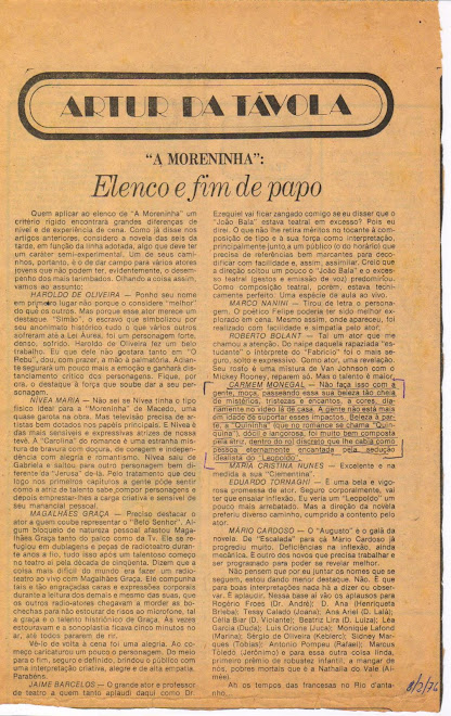 A Moreninha,"O Globo,"jornal