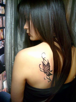 Japanese Butterfly Tattoo Design on Back body of Girl