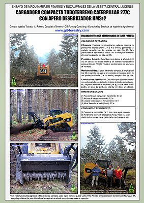 Caterpillar CAT 277C multi terrain loader on shrub slashing duty in a high value Eucalyptus timber plantation in Galicia / GIT Forestry Consulting, Consultoría y Servicios de Ingeniería Agroforestal collaborates with Caterpillar for machine testing / Lugo / Galicia / Spain / Eucalyptologics: Information Resources on Eucalyptus cultivation worldwide / Eucalyptologics: Recursos de Información sobre el Cultivo del Eucalipto en el Mundo