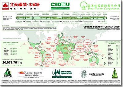 Global Eucalyptus Map 2009 / Eucalyptus cultivated forests worldwide map 2009 / Eucalyptus cultivation map 2009 / Eucalypt forests in the world / Mapa de plantaciones de eucalipto en el mundo 2009 / Mapa de cultivo de eucalipto en el mundo / Gustavo Iglesias Trabado, Roberto Carballeira Tenreiro & Javier Folgueira Lozano / GIT Forestry Consulting SL, Consultoría y Servicios de Ingeniería Agroforestal, Galicia, España, Spain / Eucalyptologics, information resources on Eucalyptus cultivation around the world / Eucalyptologics, recursos de informacion sobre el cultivo del eucalipto en el mundo