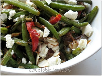 Green bean Salad with Marinated Feta and Roasted Red Bell Peppers