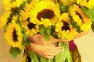 sunflowers, canvas wrapped giclee print
