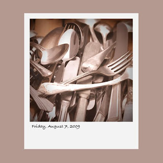 iPhone polaroid, silverware, flea market