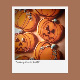 Halloween pumpkin cookies, iPhone polaroid