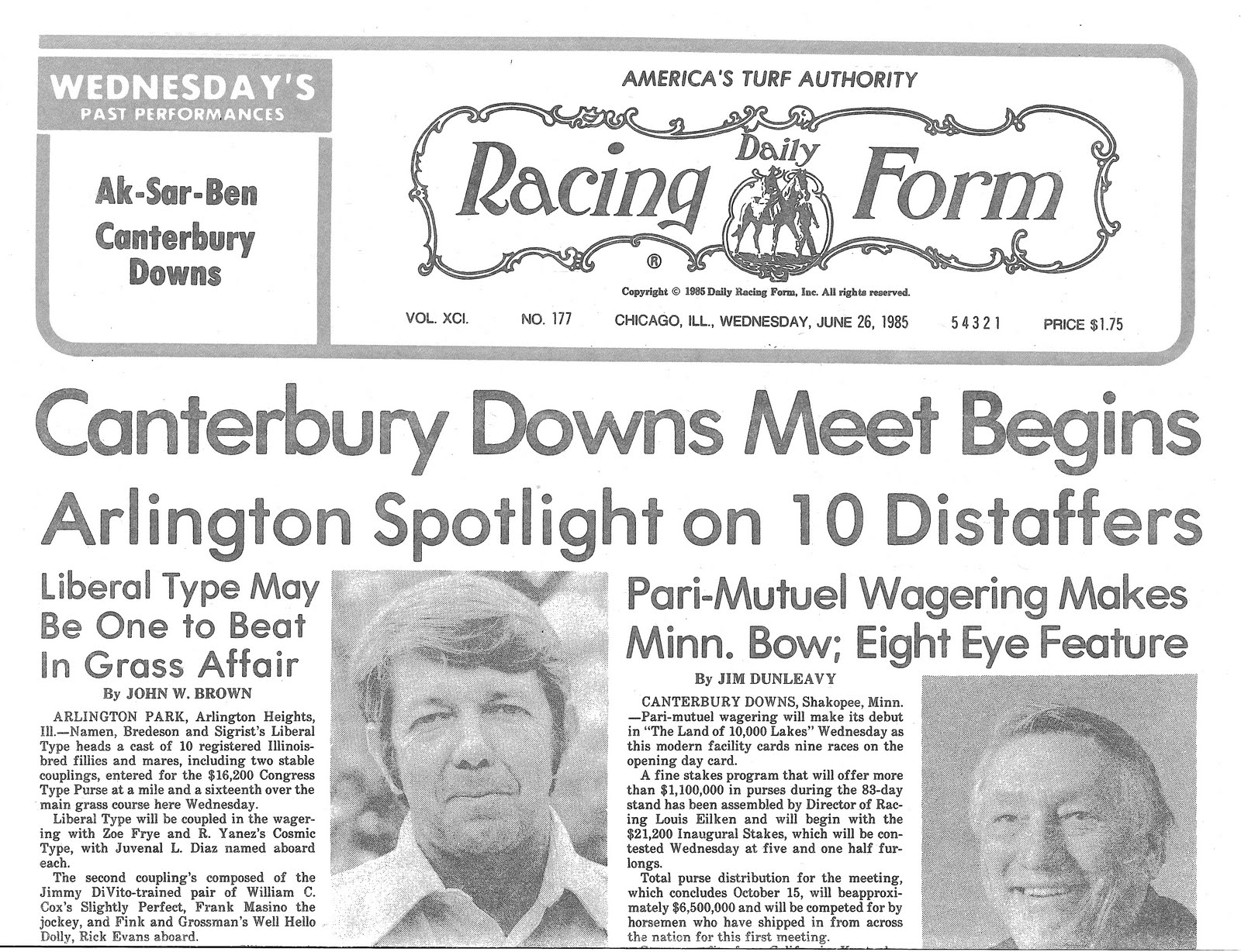 for the Daily Racing Form,