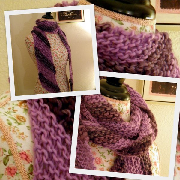 NobleKnits Knitting Blog: Free Knitting Pattern - Easy Diagonal Scarf