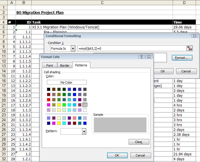 Business Intelligence: The Excel Chronicles - Coloring alternate rows