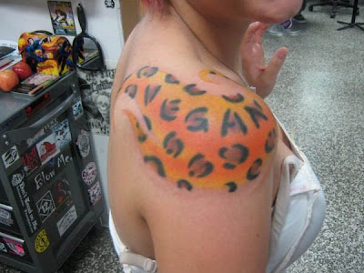 Animal print tattoos seem pretty fitting for a vegan actually.