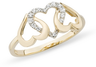 Heart Ring with 14K Yellow Gold Diamond