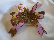 Purple/Brown Bow with brown flower #B14