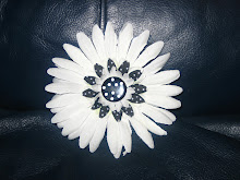 White/black polka dot flower #F18