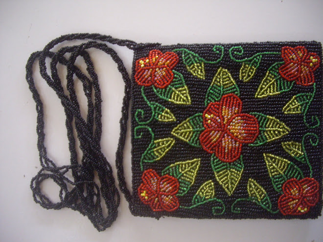 Handcrafted, Black Background, Beaded Hand Bag