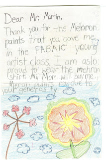 A Young Artists at FABAIC thanks Mehron