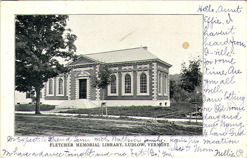 Library Postcards 1905 Fletcher Memorial Library, Ludlow, Vermont