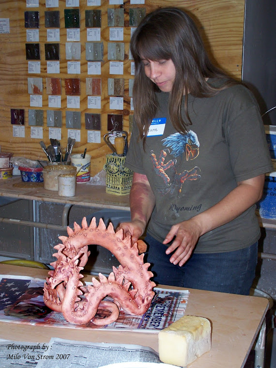 Laura creating a Sea Dragon .