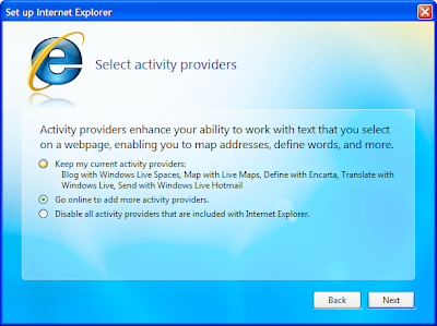 IE 8 setup activity