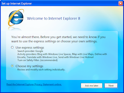 IE 8.1 settings