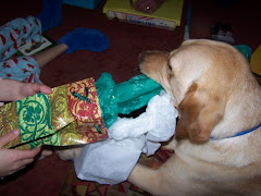 Helping Sam open presents