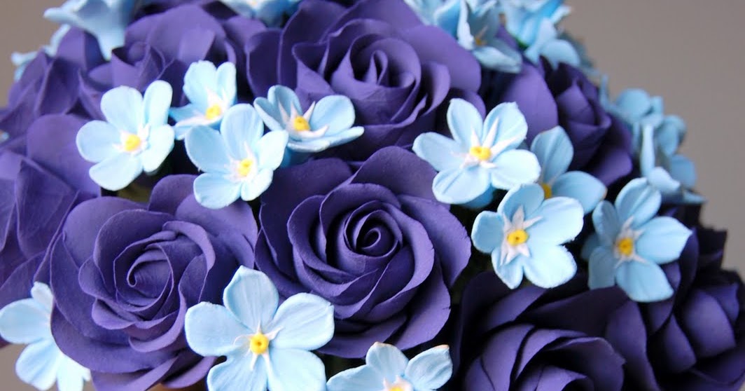 me nots and roses wedding bouquet for alana Handmade PaPer