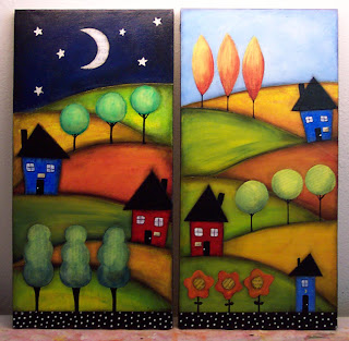 acrylic paint canvas art landscape mixed media