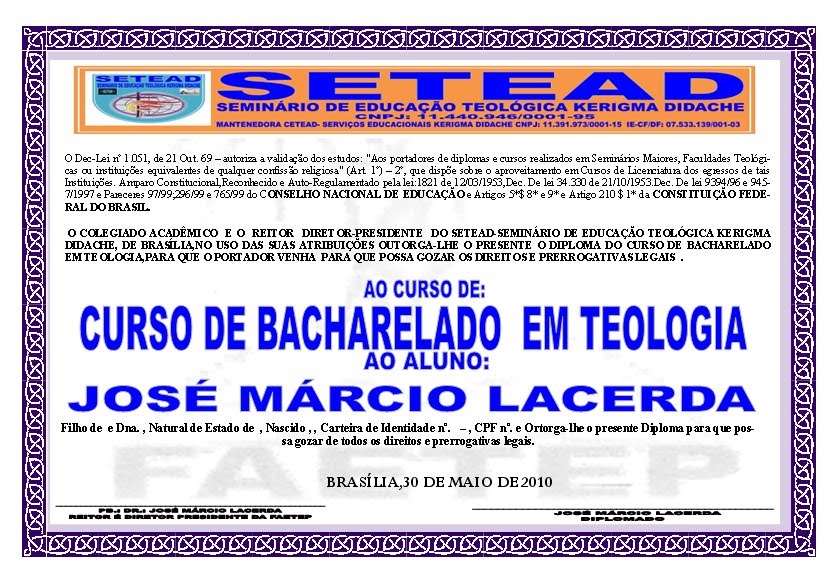 Diploma de bacharel em teologia