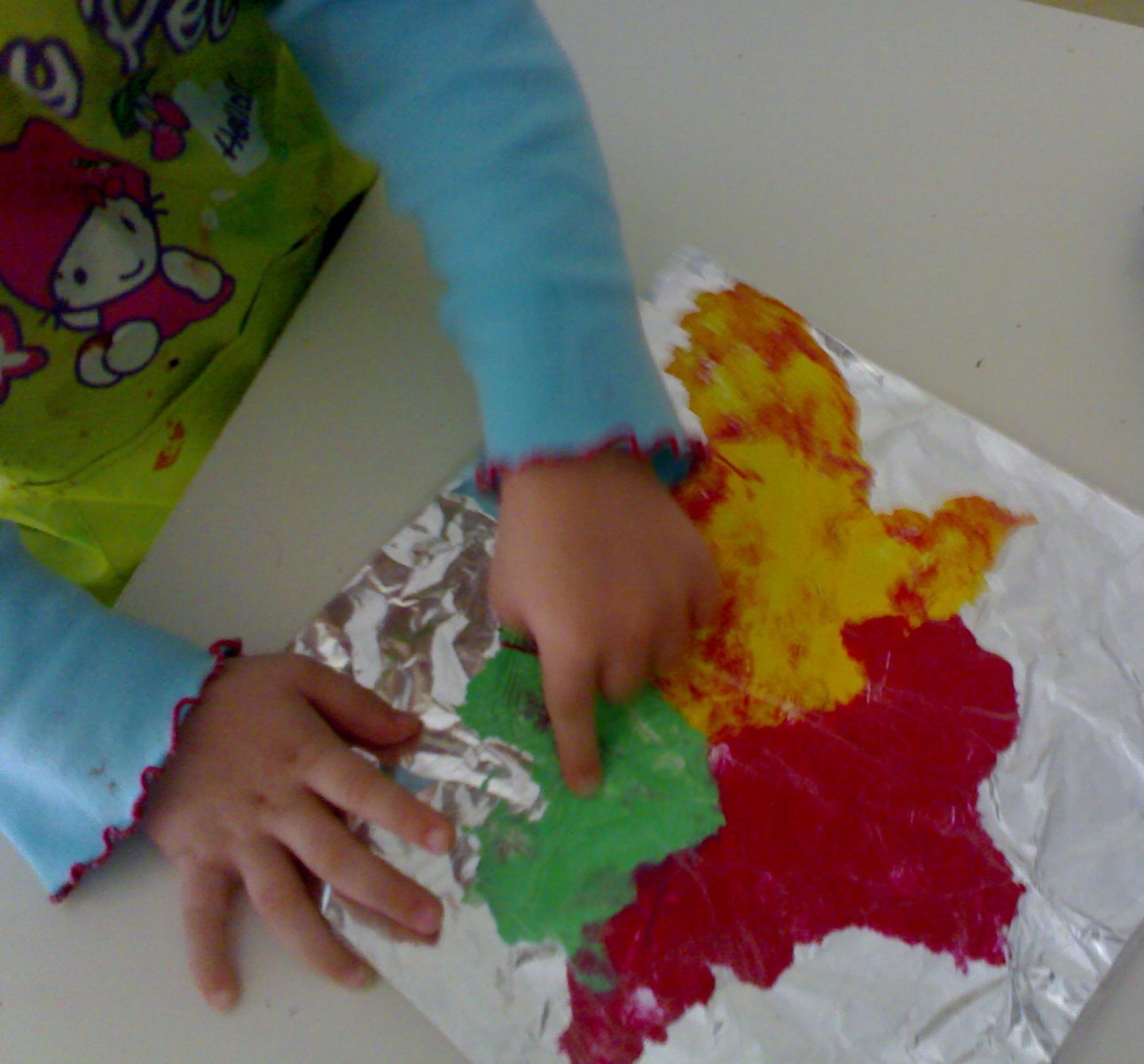 A Little Learning For Two Cling wrap painting