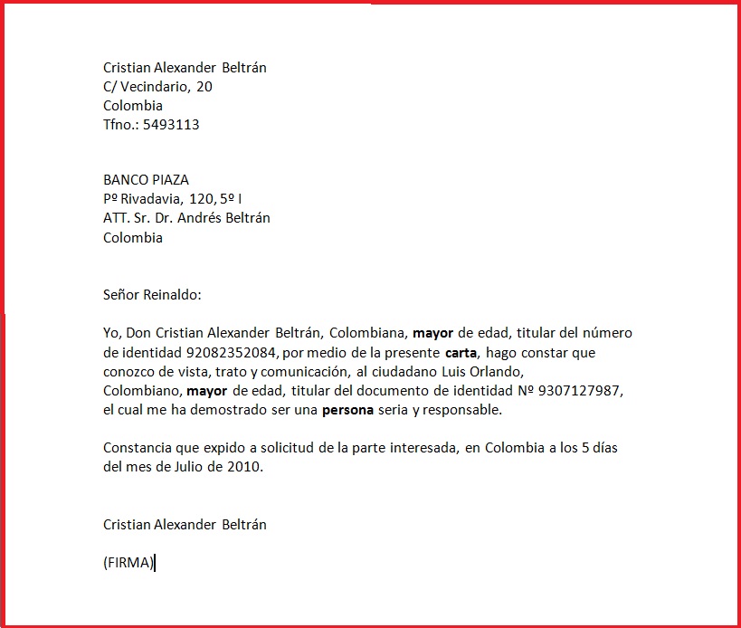 cartas de referencia personales ejemplos kadil modelo carta de referencia personal
