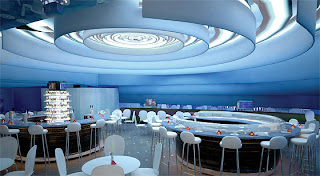 Jet Blue modern blue restaurant