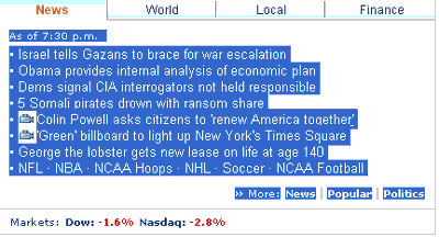 links in the selected text
