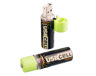 USB cell 1.2 V AA battery charged by usb port
