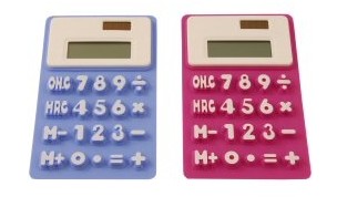 Blue and pink color solar powered calculators