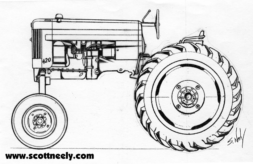 Line Drawing Tractor : Scott neely s scribbles and sketches down on the farm