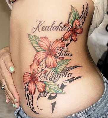 female tattoo hibiskus