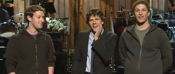 Mark Zuckerberg meets Jesse Eisenberg for first time on SNL (1/29/11) Mark Zuckerberg meets Jesse Eisenberg for first time on SNL (1/29/11)