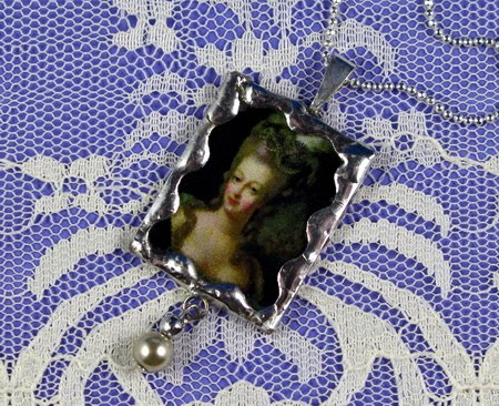 Friday  April 10, 2009  "Marie Anntoinette" Soldered  Pendant  w/ drop pearl