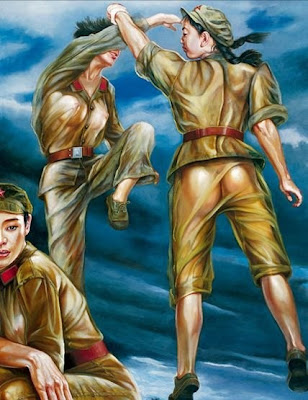 Beautiful Chinese Army Girls Paintings