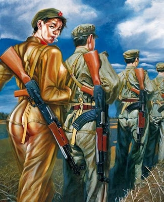 Beautiful Chinese Army Girls Paintings