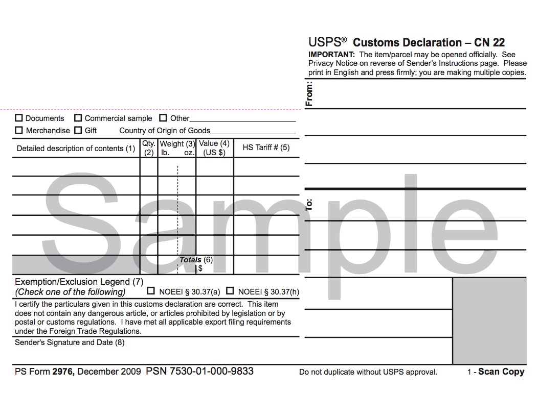 Customs Form Cn22