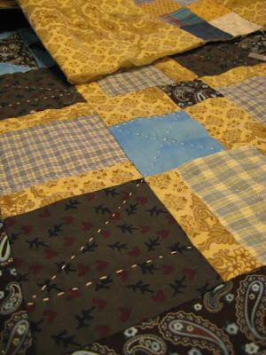 Baby Boy Quilt in Blue, Yellow and Brown