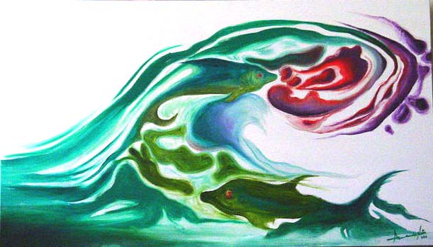 Mar: sinfonia de Verdes e Azuis_óleo s/ tela