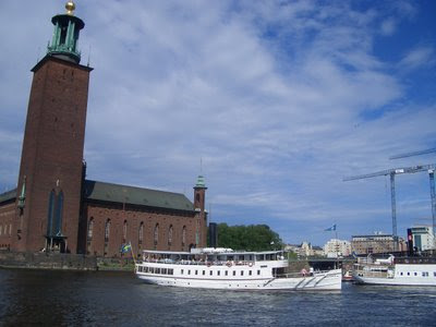 Steamboats outside Stockholm City Hall