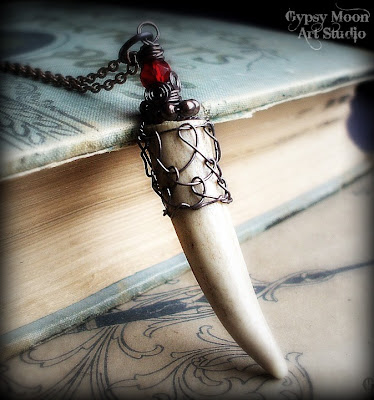 The Oak King. Deer antler and copper pendant by Gypsy Moon Art Studio